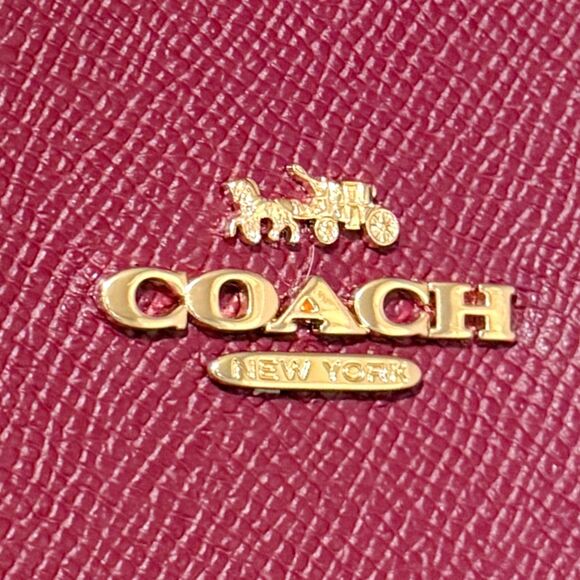 Coach Reversible City Tote Party Cat Print Maroon Berry Canvas Large Classic - Picture 10 of 16